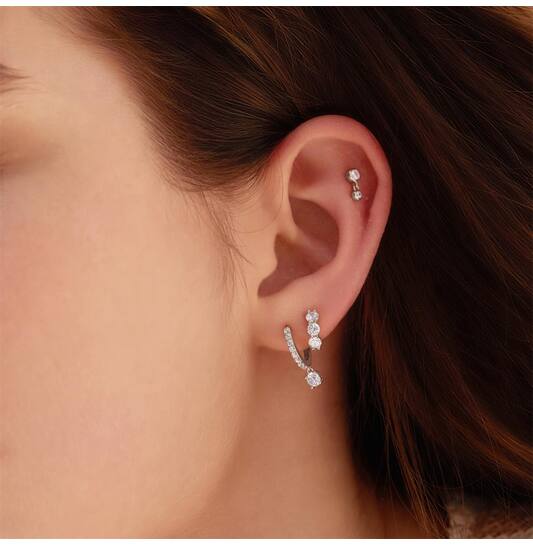  Luna Gaze - Créoles - Argent / Rhodié - Zircone